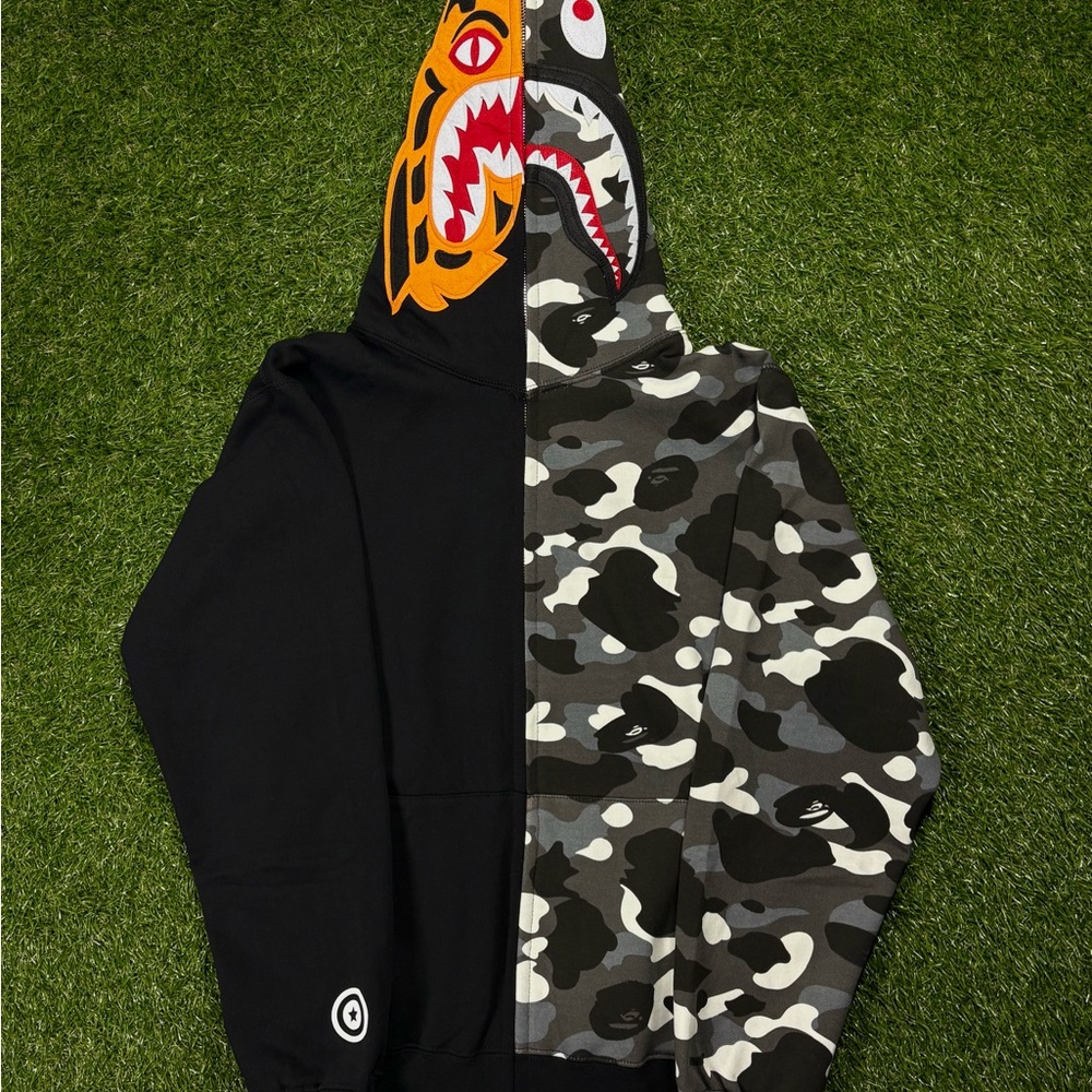 BAPE City Camo Tiger Shark Full Zip Hoodie Black SS25